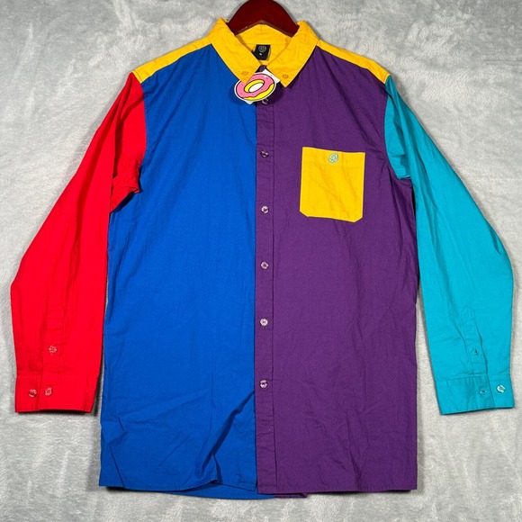 Odd Future Shirt Mens Medium Color Block Long Sleeve Button Down OF - Picture 2 of 10
